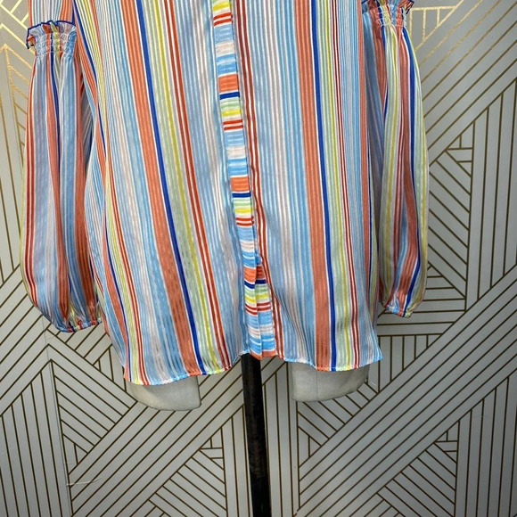 Tanya‎ Taylor Illa Silk Blouse Summer Stripe Print - Picture 5 of 12